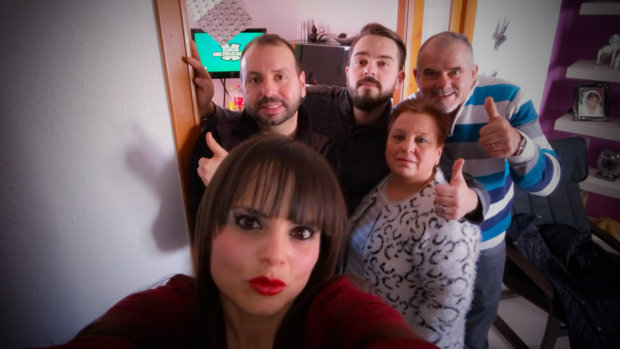 Selfie con la familia en la celebración del cumpleaños de 2017