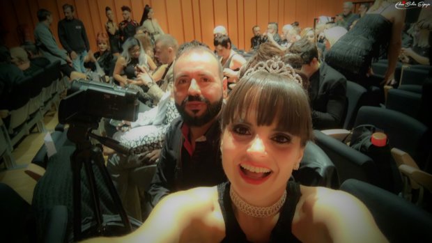 Ana Belén Espejo y Andy Lucas entre el público de la gala de los Premios Ninfa 2017